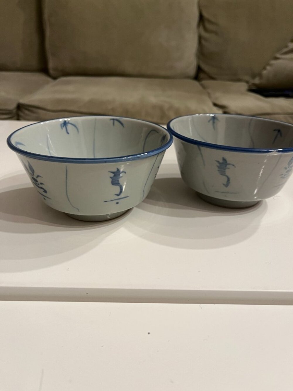 Ceramic Bowls - Blue White Ceramic Bowls Set of 2 Made in China @7" diameter
